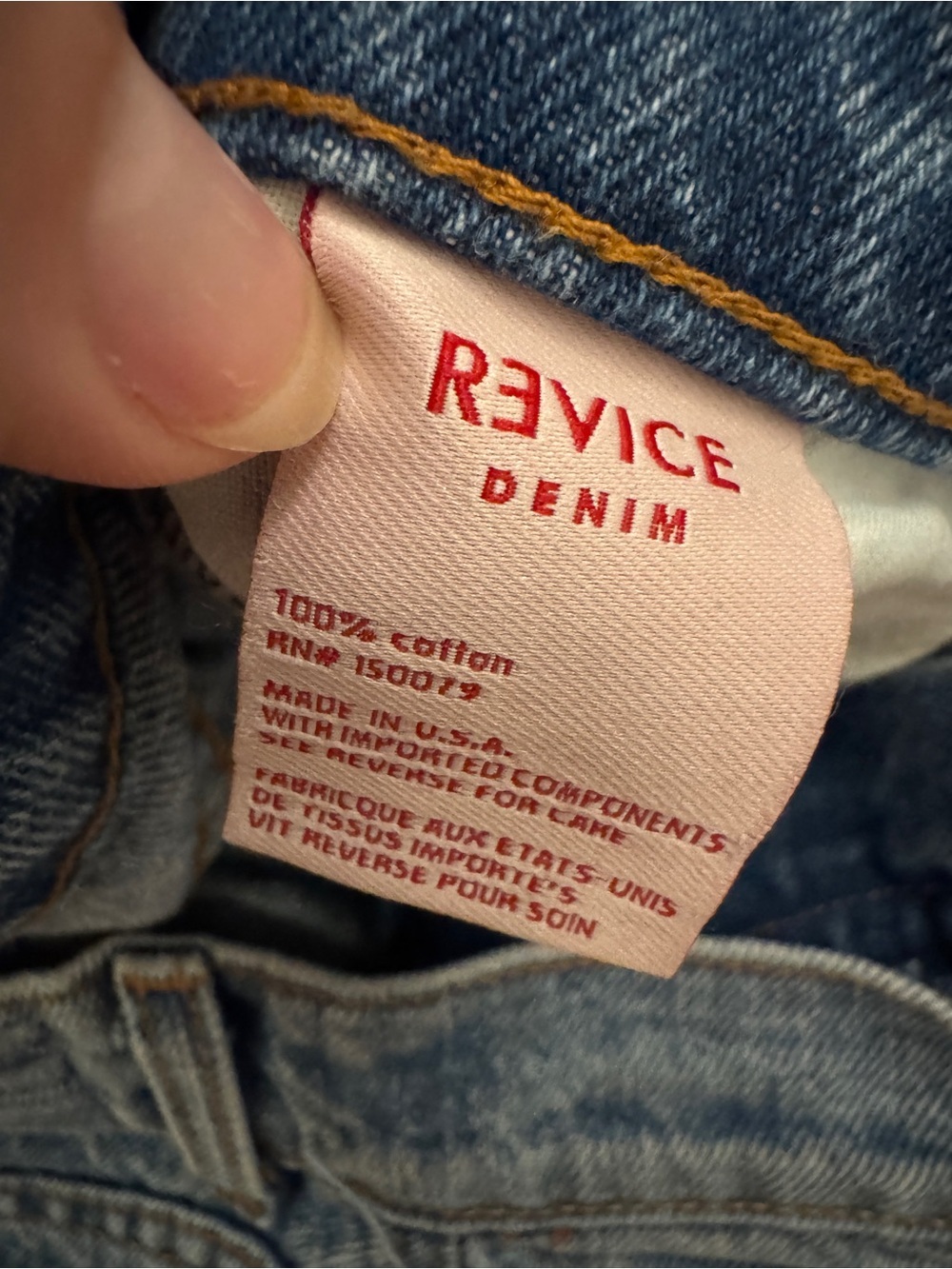 REVICE Two-Tone Patchwork Light and Medium Blue Straight Jeans - Picture 5 of 6